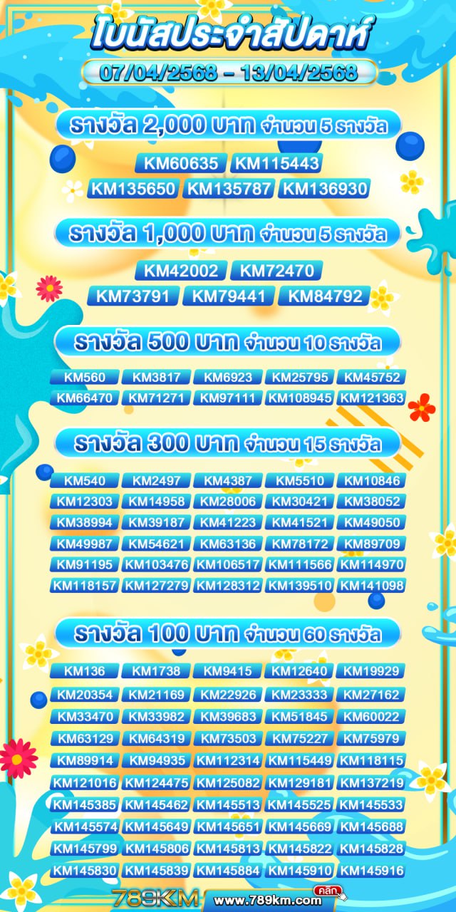 โบนัสประจำสัปดาห์ 07-04-68